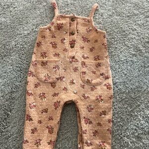 Nicole Miller Peach Floral Baby Overalls